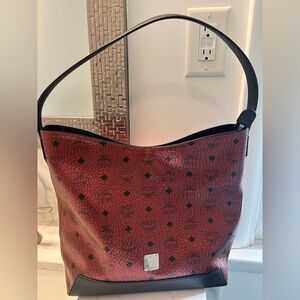 MCM Red and Black Metallic Bag